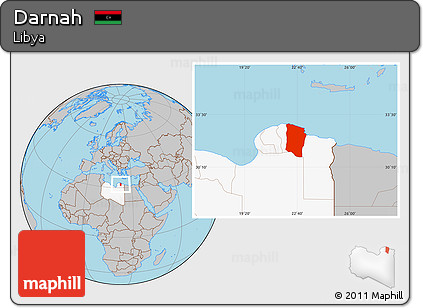 Gray Location Map of Darnah, highlighted country