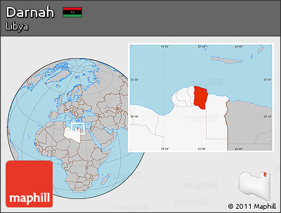 Gray Location Map of Darnah, highlighted country