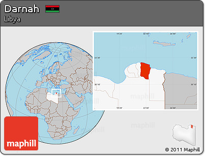Gray Location Map of Darnah, highlighted country