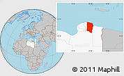 Gray Location Map of Darnah, highlighted country