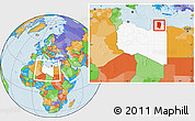Political Location Map of Darnah, highlighted country, within the entire country