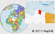 Political Location Map of Darnah, highlighted country