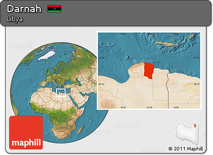 Satellite Location Map of Darnah