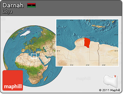 Satellite Location Map of Darnah
