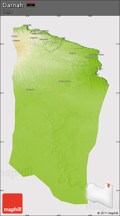 Physical Map of Darnah, cropped outside