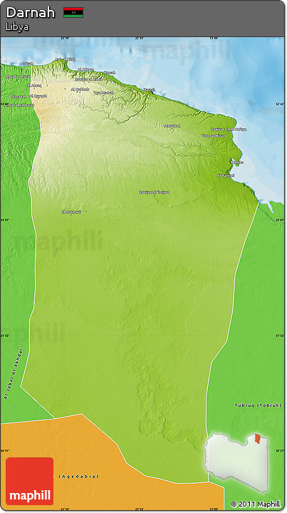 Physical Map of Darnah, political outside