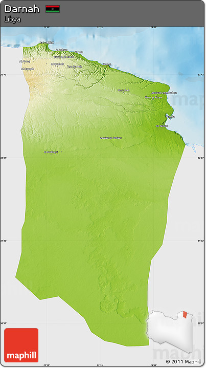 Physical Map of Darnah, single color outside