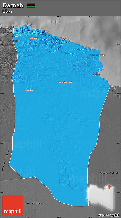 Political Map of Darnah, darken, desaturated
