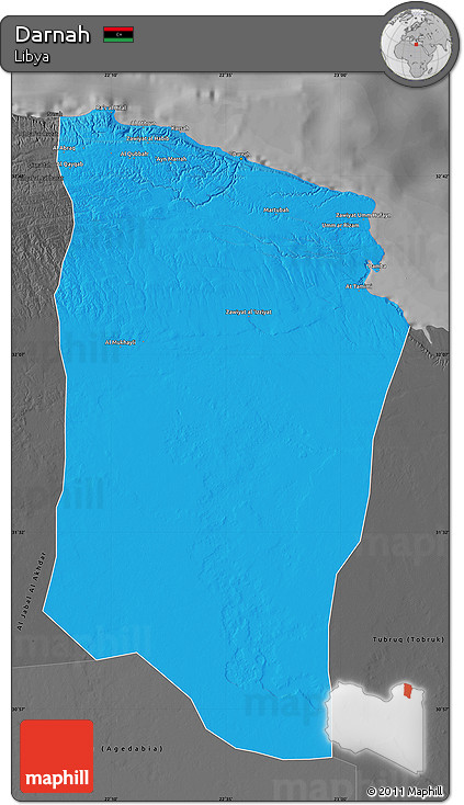 Political Map of Darnah, darken, desaturated