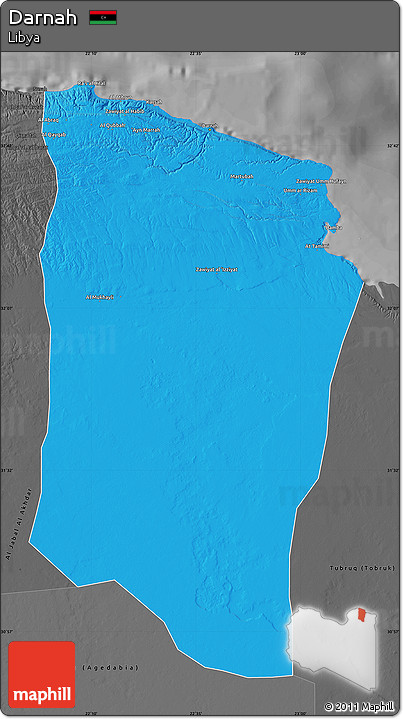 Political Map of Darnah, darken, desaturated