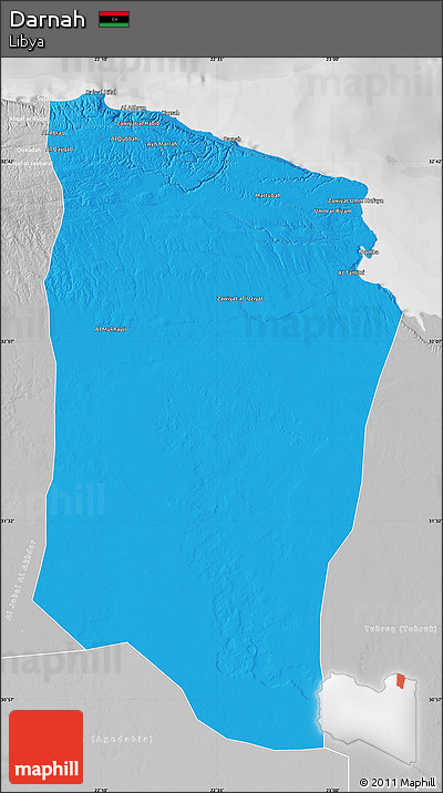 Political Map of Darnah, lighten, desaturated