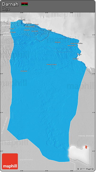 Political Map of Darnah, lighten, desaturated