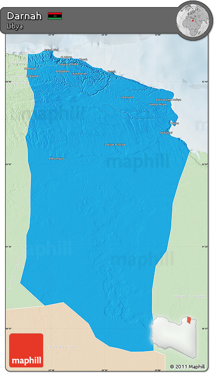 Political Map of Darnah, lighten