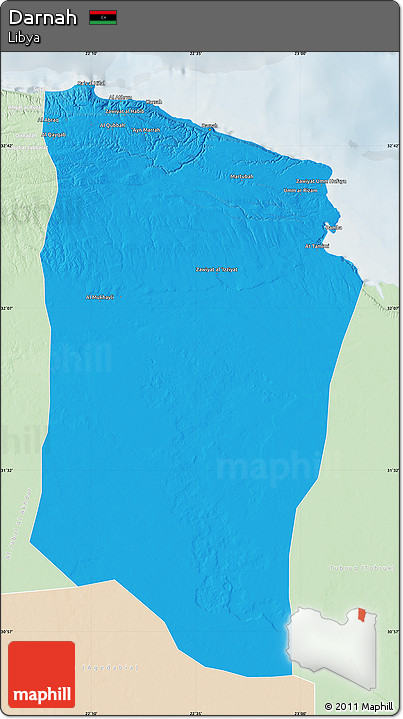 Political Map of Darnah, lighten