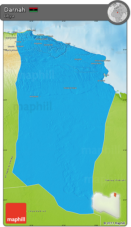 Political Map of Darnah, physical outside