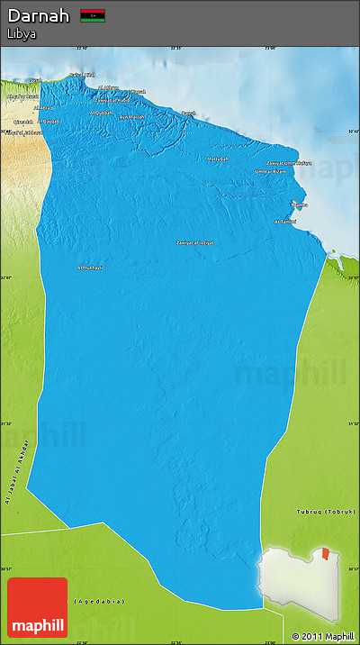 Political Map of Darnah, physical outside