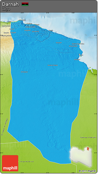 Political Map of Darnah, physical outside