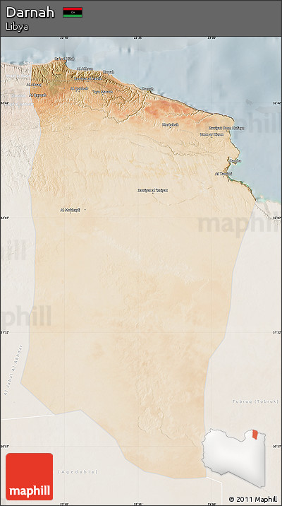Satellite Map of Darnah, lighten