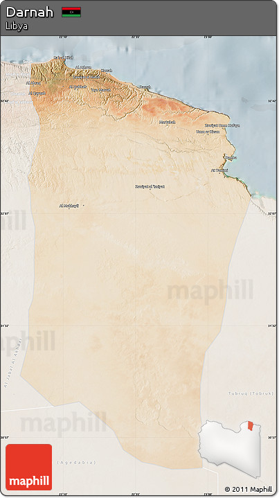 Satellite Map of Darnah, lighten