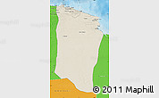 Shaded Relief Map of Darnah, political outside