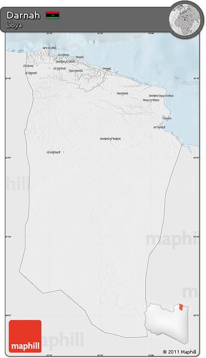 Silver Style Map of Darnah, single color outside