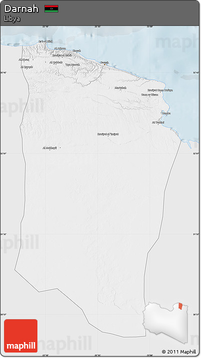 Silver Style Map of Darnah, single color outside