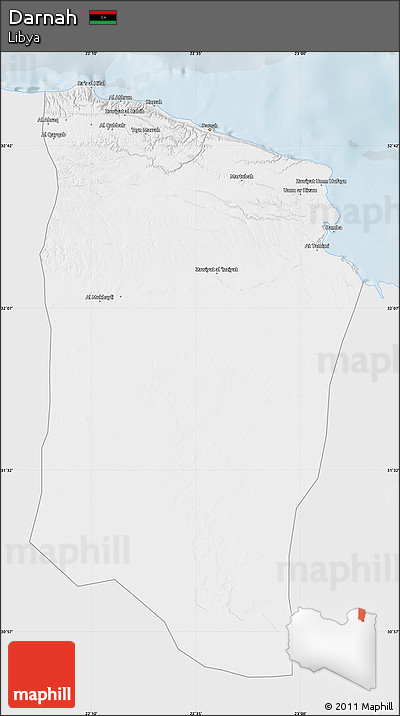 Silver Style Map of Darnah, single color outside