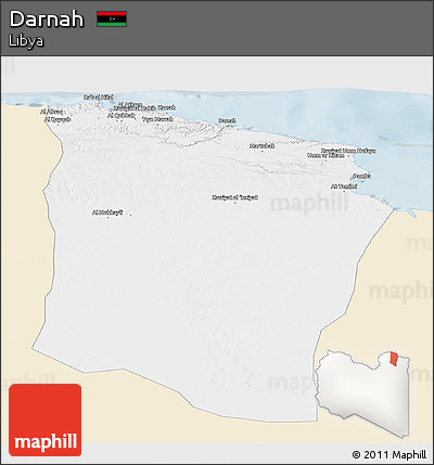 Classic Style Panoramic Map of Darnah, single color outside