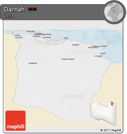 Classic Style Panoramic Map of Darnah, single color outside