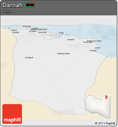 Classic Style Panoramic Map of Darnah, single color outside