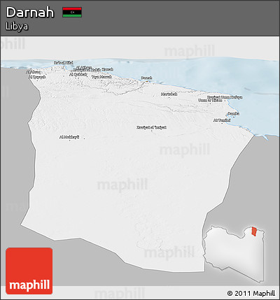 Gray Panoramic Map of Darnah, single color outside