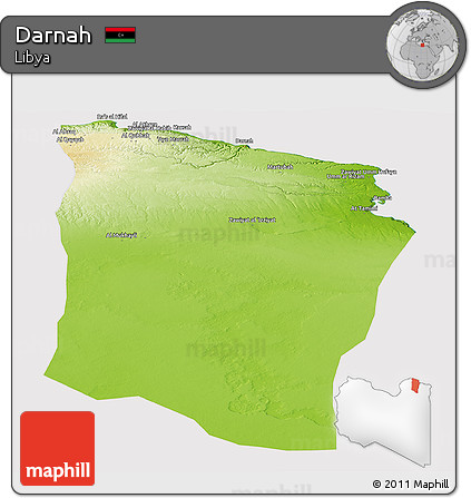Physical Panoramic Map of Darnah, cropped outside