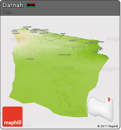 Physical Panoramic Map of Darnah, cropped outside