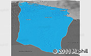 Political Panoramic Map of Darnah, darken, desaturated