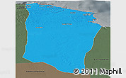 Political Panoramic Map of Darnah, darken, semi-desaturated