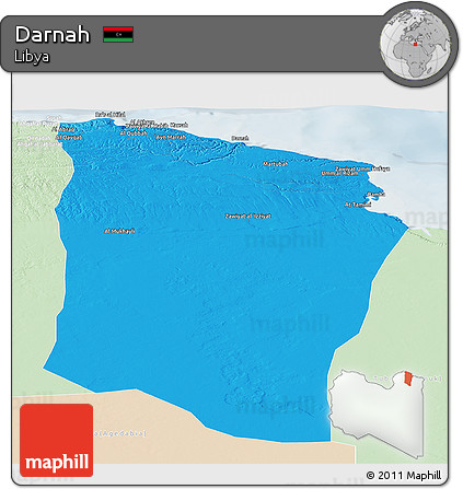 Political Panoramic Map of Darnah, lighten