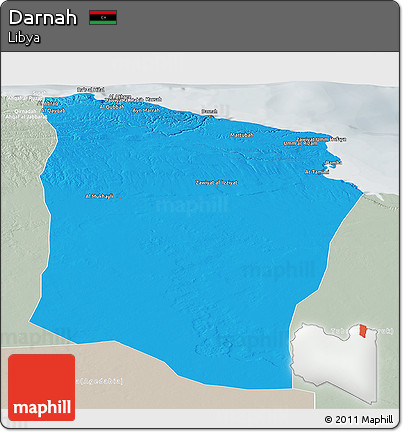 Political Panoramic Map of Darnah, lighten, semi-desaturated