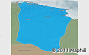Political Panoramic Map of Darnah, semi-desaturated