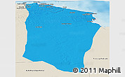 Political Panoramic Map of Darnah, shaded relief outside