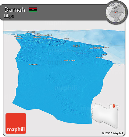 Political Panoramic Map of Darnah, single color outside