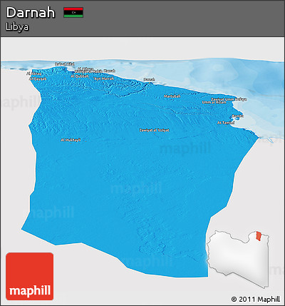 Political Panoramic Map of Darnah, single color outside