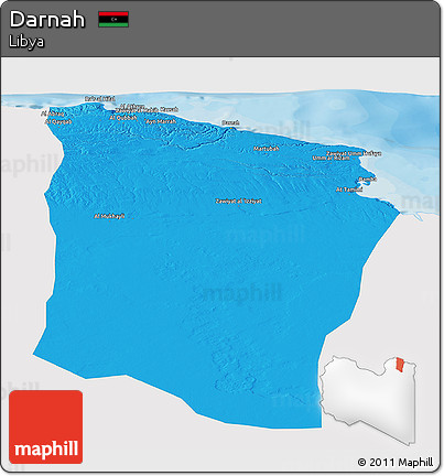 Political Panoramic Map of Darnah, single color outside