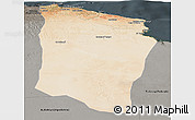 Satellite Panoramic Map of Darnah, darken, semi-desaturated
