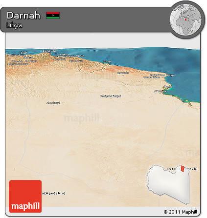 Satellite Panoramic Map of Darnah