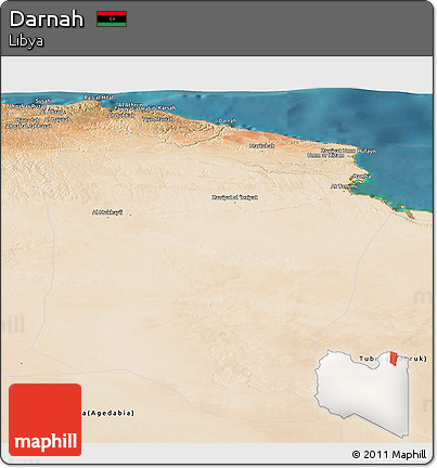 Satellite Panoramic Map of Darnah