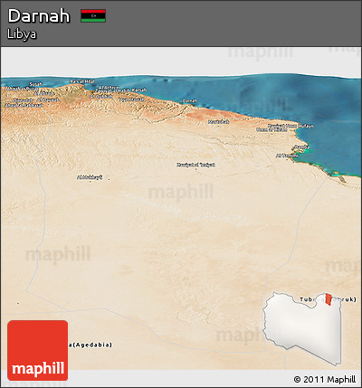 Satellite Panoramic Map of Darnah