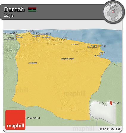 Savanna Style Panoramic Map of Darnah