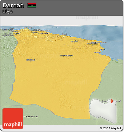 Savanna Style Panoramic Map of Darnah