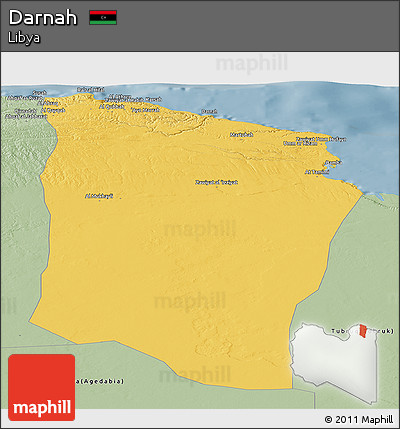 Savanna Style Panoramic Map of Darnah