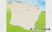 Shaded Relief Panoramic Map of Darnah, physical outside